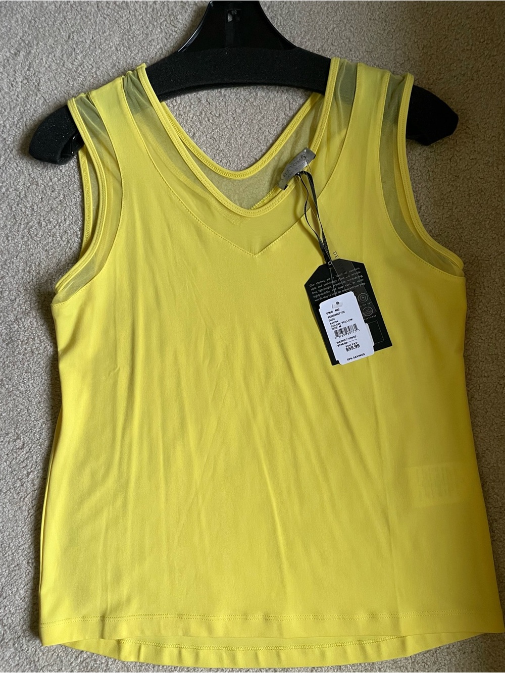 Luxury brand Women's Yellow Mesh-Trim Sleeveless Top